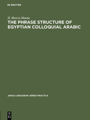 cover image of The phrase structure of Egyptian colloquial Arabic